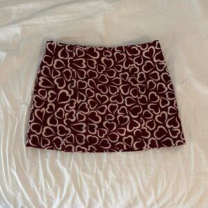 Heart print mini skirt